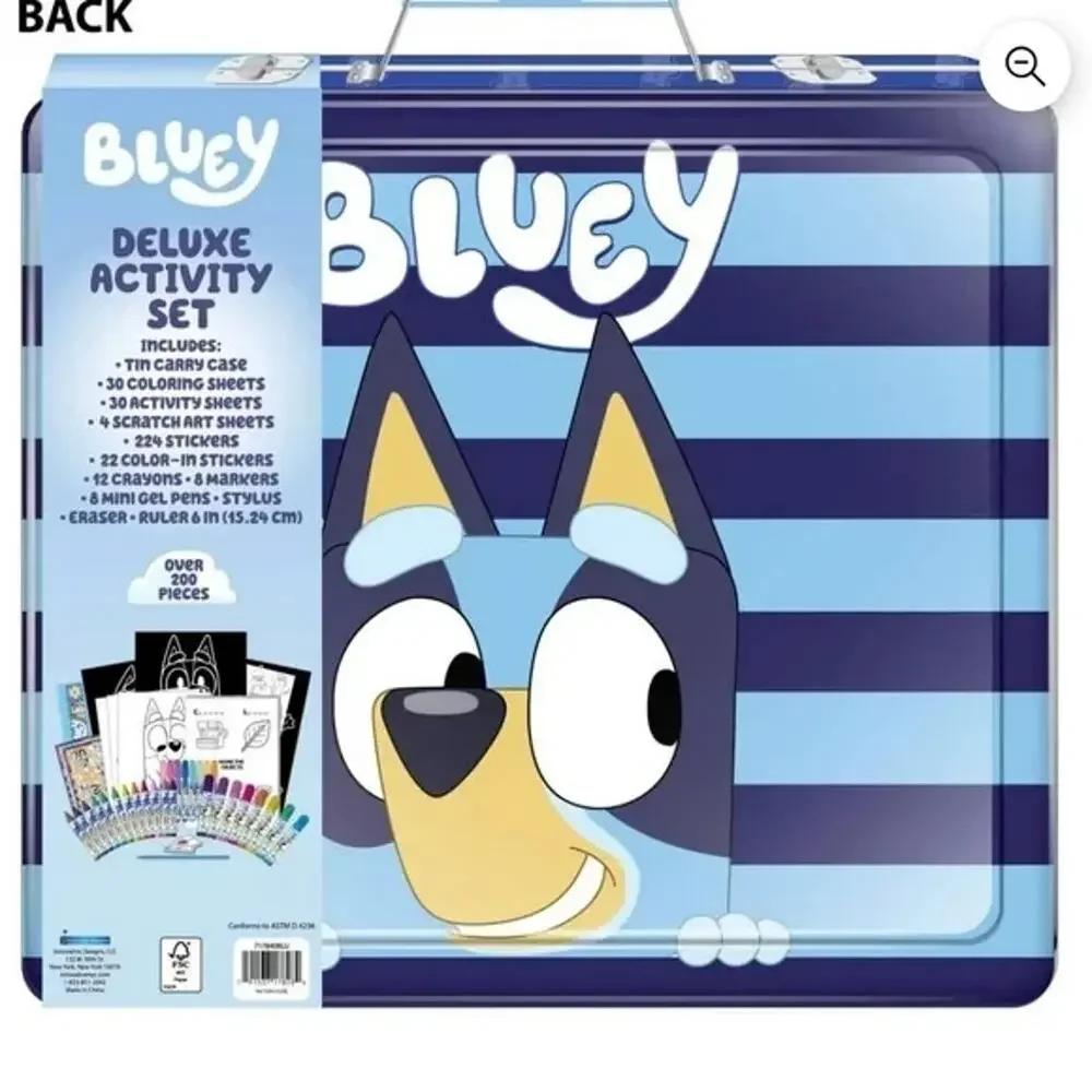 Bluey Deluxe Activity Art Set with Metal Carrying Case, for kids over 200 pieces